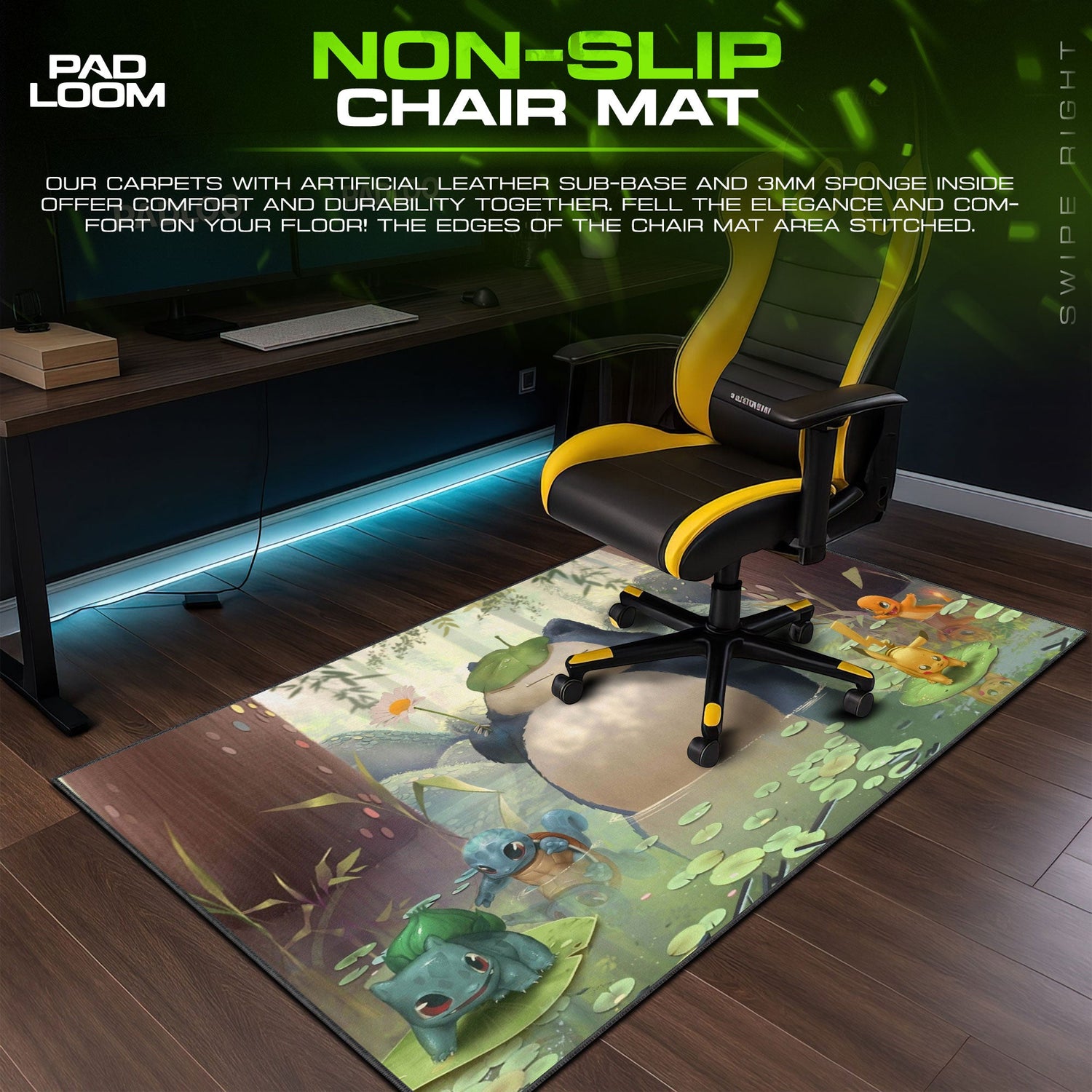 Pokemon Snorlax Mouse Pad, Forest Pond Anime Desk Mat Padloom