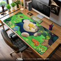 Pokemon Snorlax Mouse Pad, Sleeping Meadow Anime Desk Mat Padloom