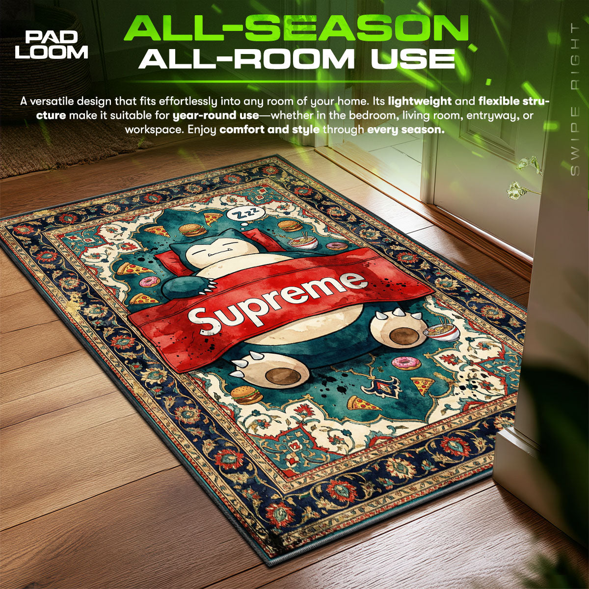 Pokemon Snorlax Supreme Rug - Streetwear Floor Mat