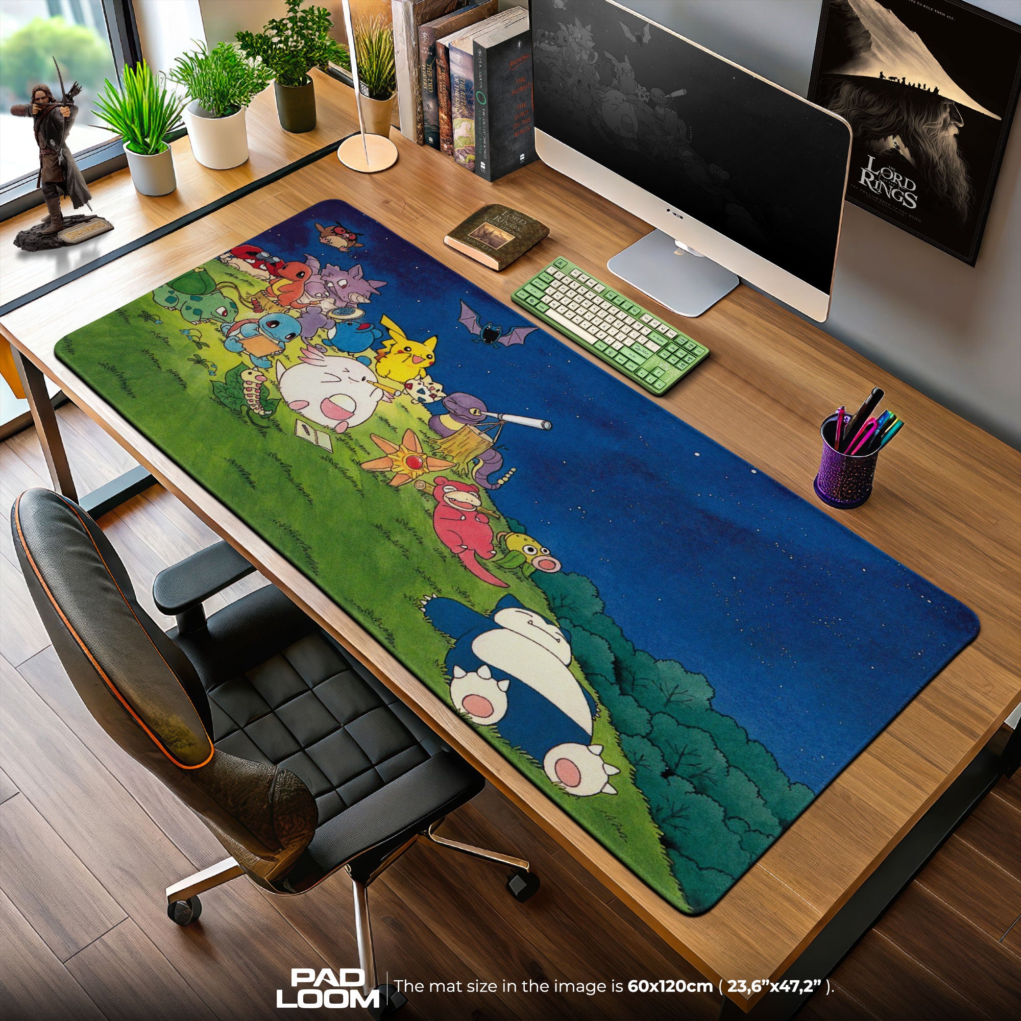 Pokemon Starry Night Mouse Pad, Cartoon Gamer Desk Mat
