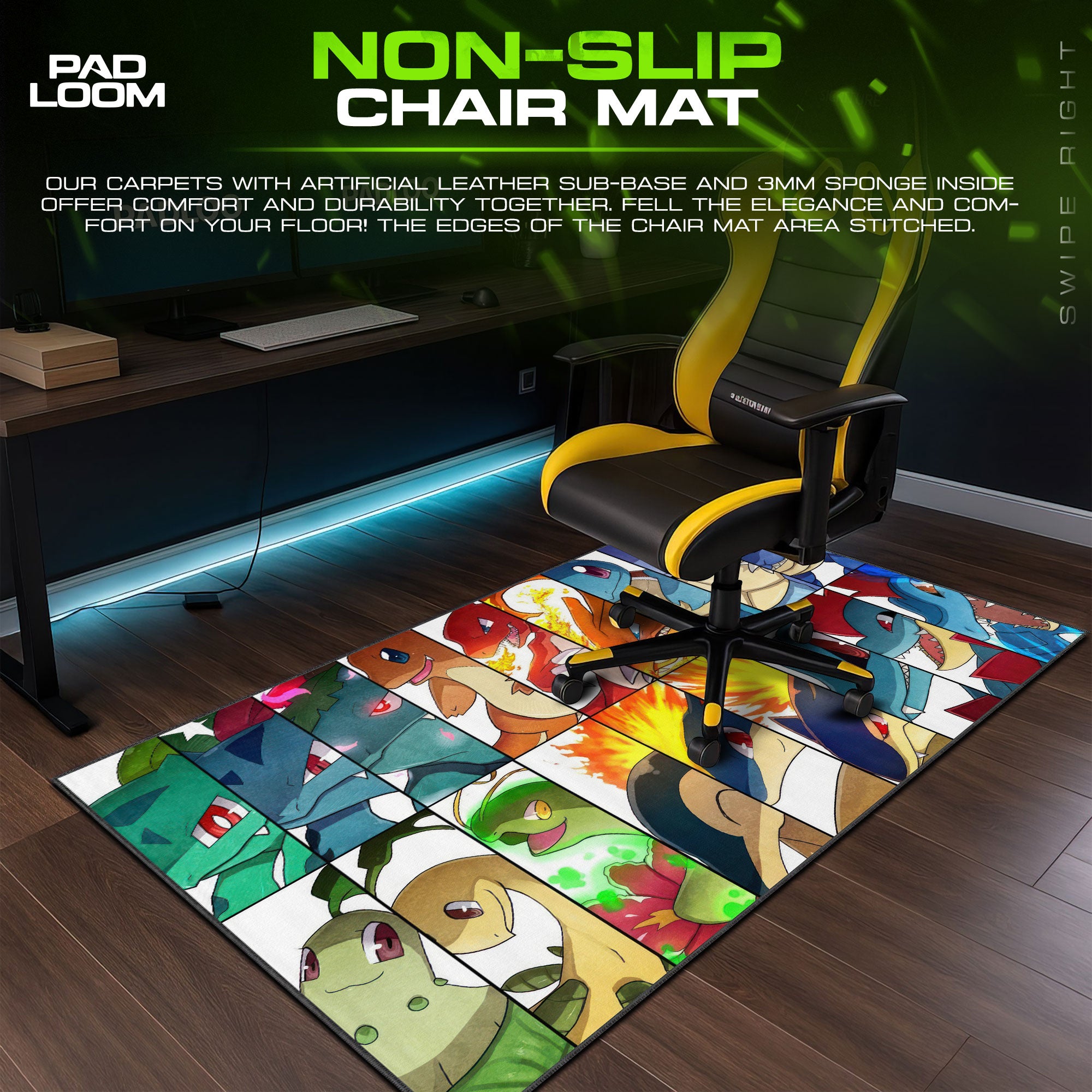 Pokemon Starter Evolution Mauspad, Gamer Schreibtischmatte