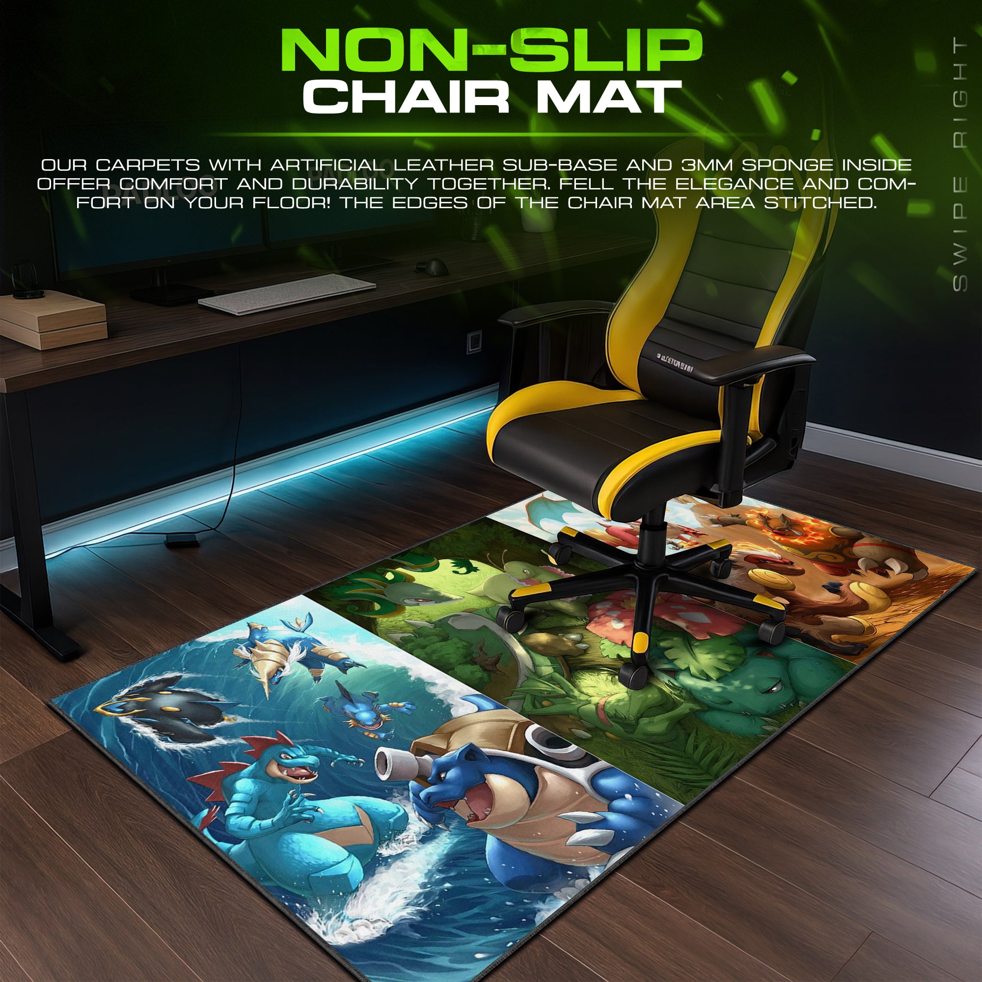 Pokemon Starter Evolution Trio Mouse Pad – Anime Desk Mat