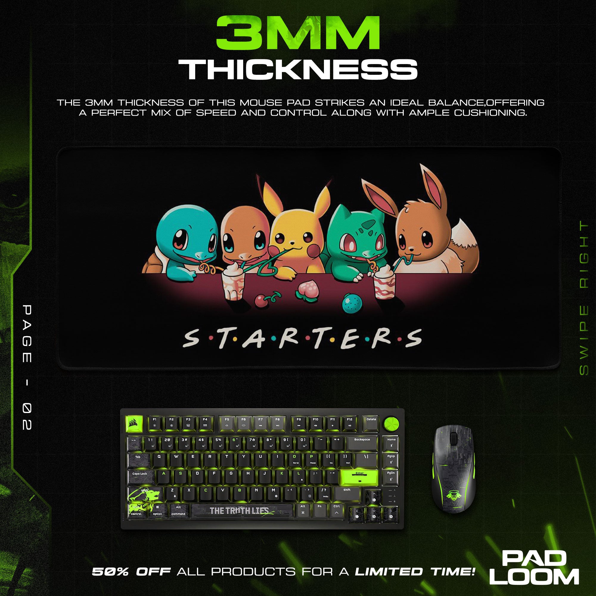 Pokémon Starters Café Mouse Pad, Gamer Desk Mat
