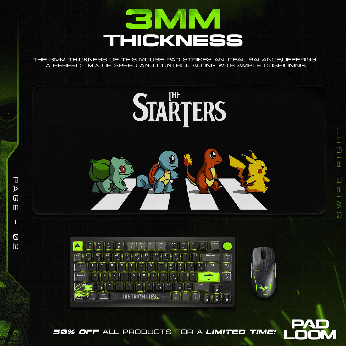 Pokémon Starters Crosswalk Mouse Pad, Gamer Desk Mat