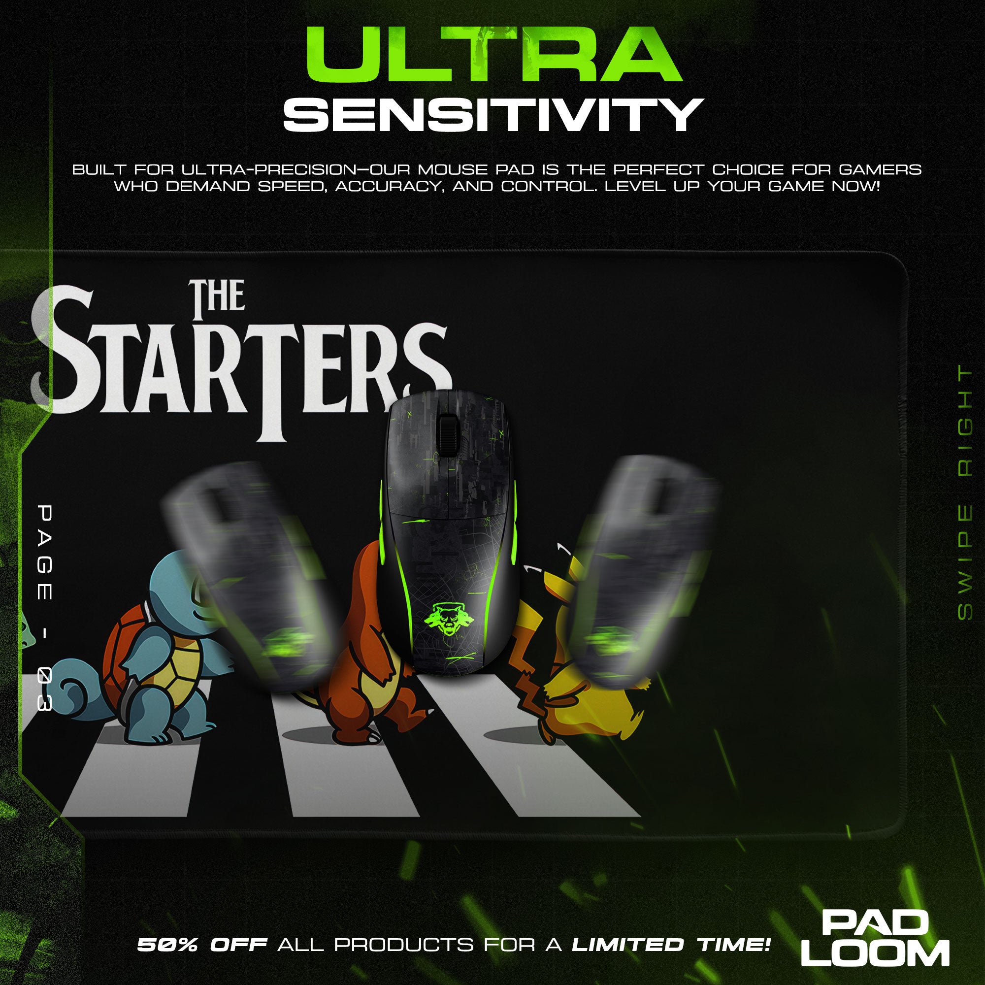 Pokémon Starters Crosswalk Mouse Pad, Gamer Desk Mat
