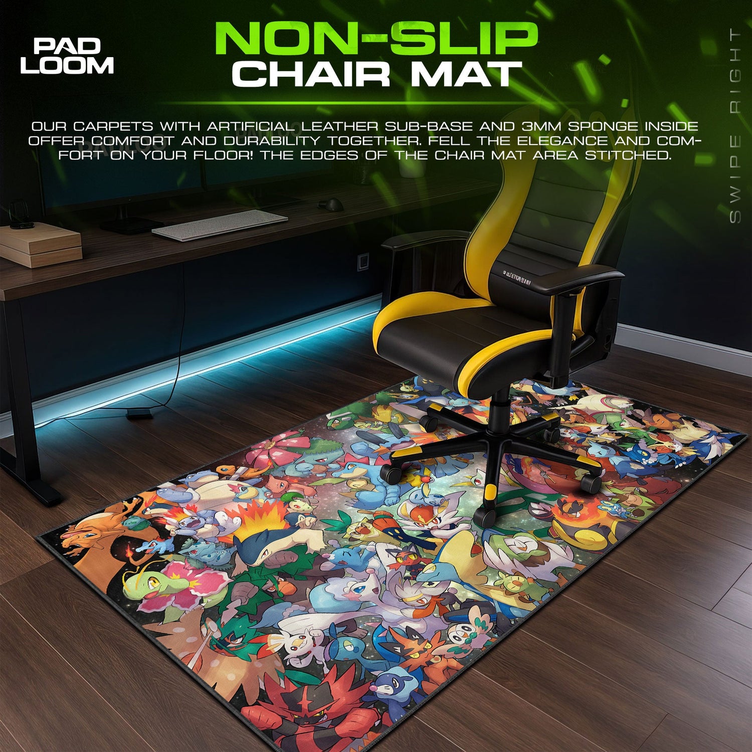 Pokémon Starters Mouse Pad – Ultimate Starter Collection Desk Mat Padloom