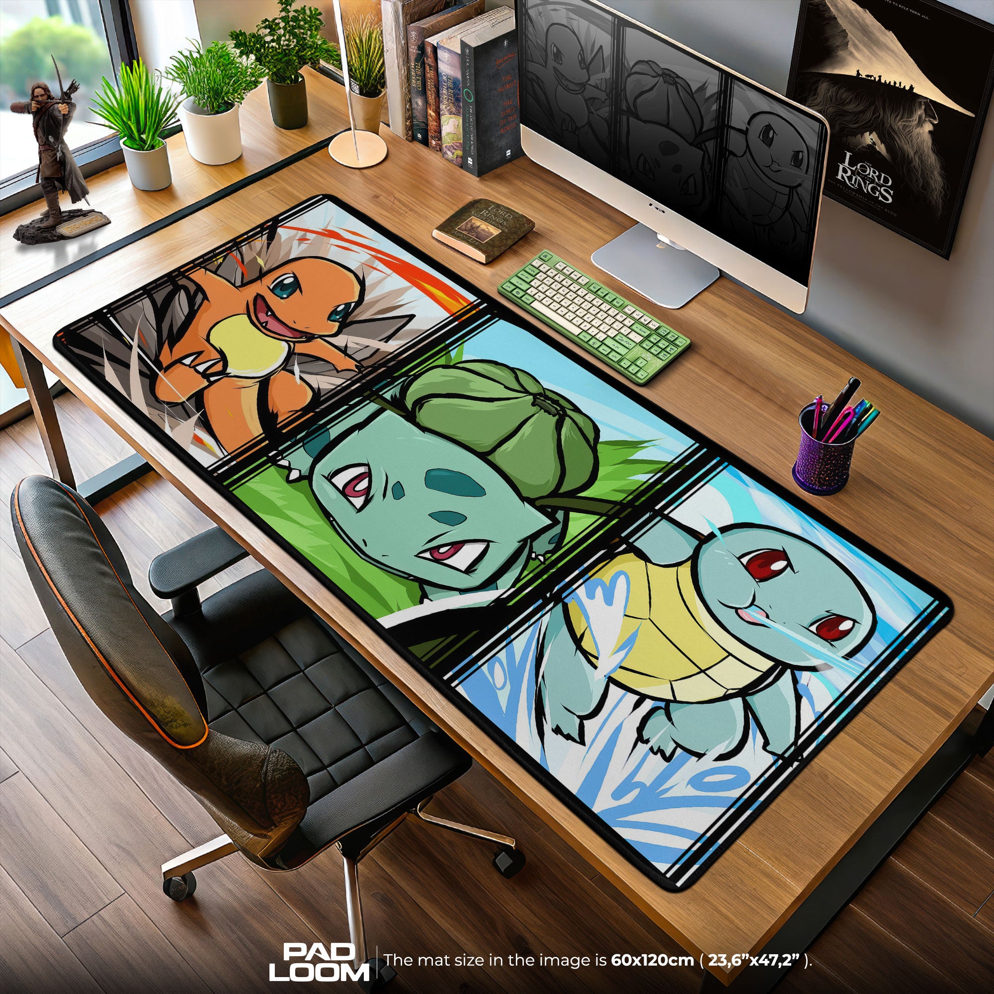 Pokémon Starters Mouse Pad, Charmander Bulbasaur Squirtle Desk Mat