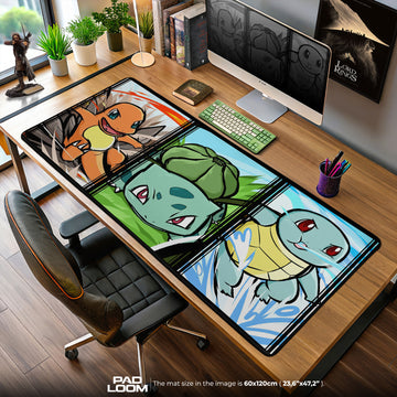 Pokémon Starters Mouse Pad, Charmander Bulbasaur Squirtle Desk Mat