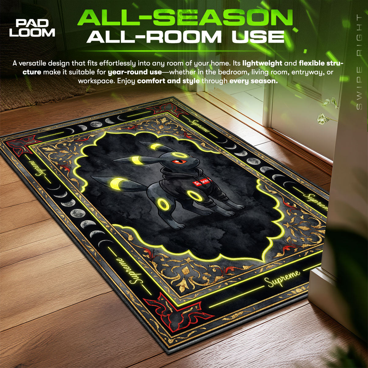 Pokemon Umbreon Lunar Rug - Streetwear Floor Mat
