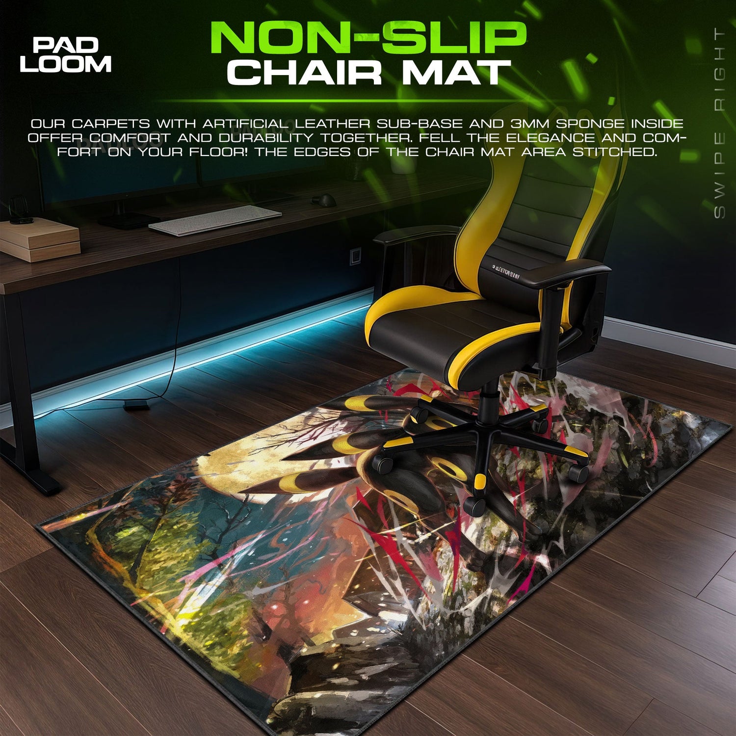 Pokemon Umbreon Mouse Pad, Moonlit Battle Anime Desk Mat Padloom