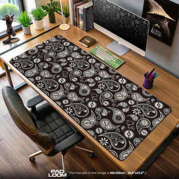 PokéPaisley Mouse Pad, Monochrome Pokéball Pattern Gaming Desk Mat