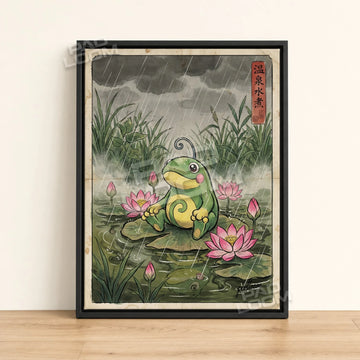 Politoed Rain Pokemon poster - framed canvas wall art in a black frame