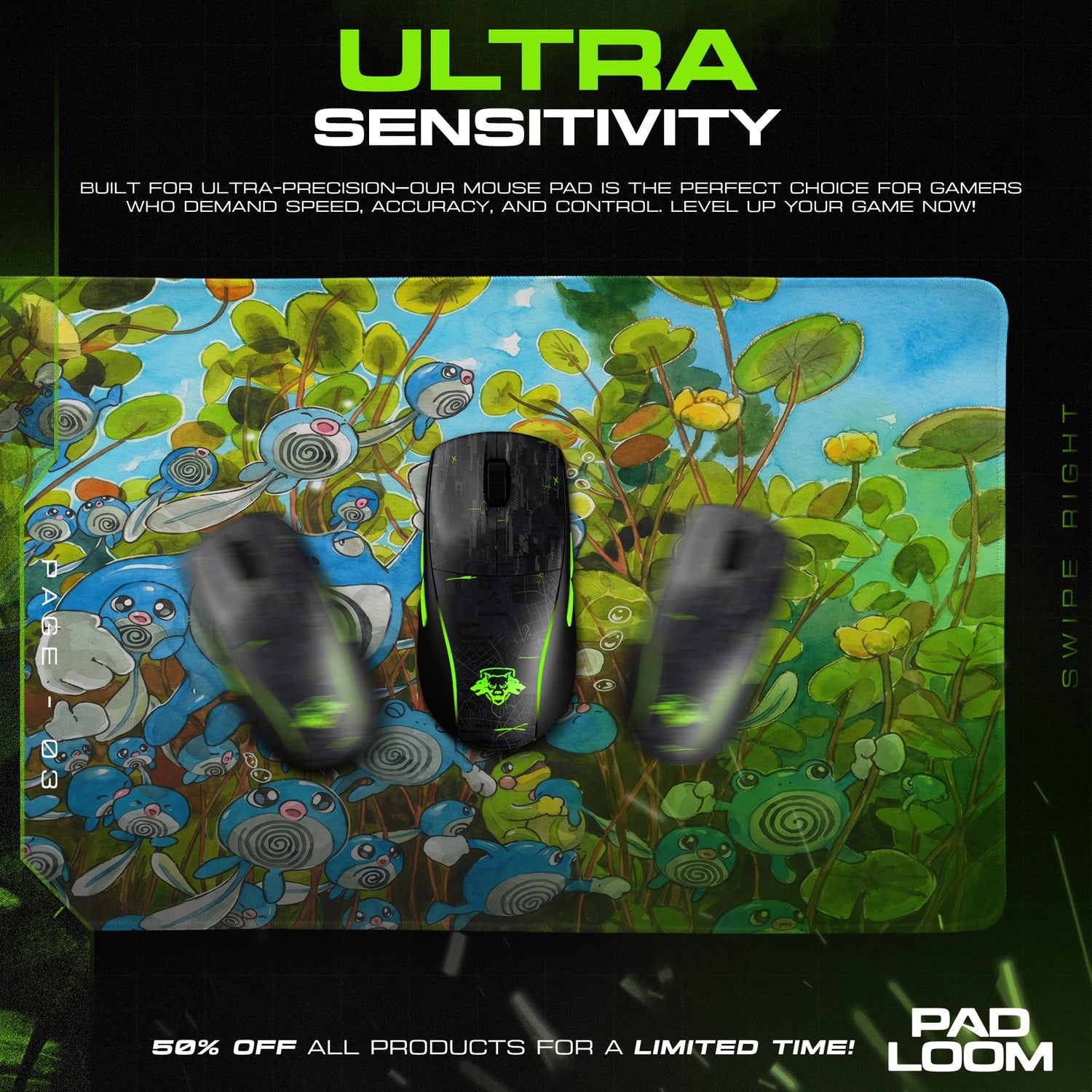 Poliwag Lily Pond Mouse Pad - Pokemon Desk Mat