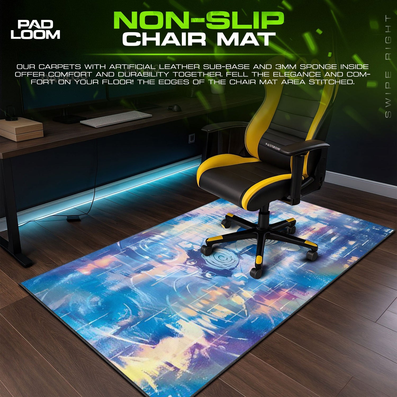 Poliwag Neon Reflection Mouse Pad, Pokémon Gaming Desk Mat Padloom