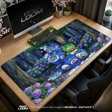 Poliwrath Rainy Woods Mouse Pad - Pokemon Desk Mat