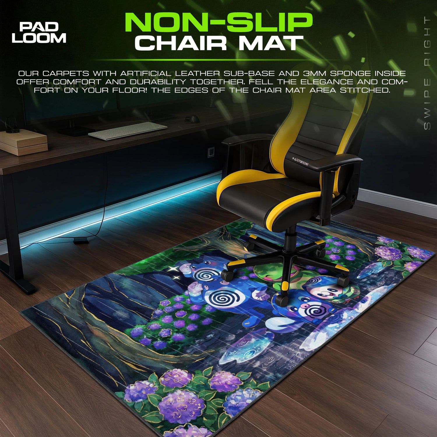Poliwrath Rainy Woods Mouse Pad - Pokemon Desk Mat