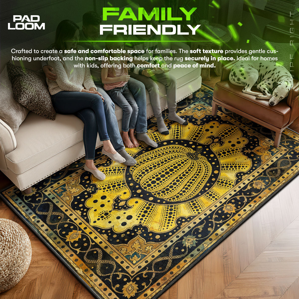 Area character design printed on rug