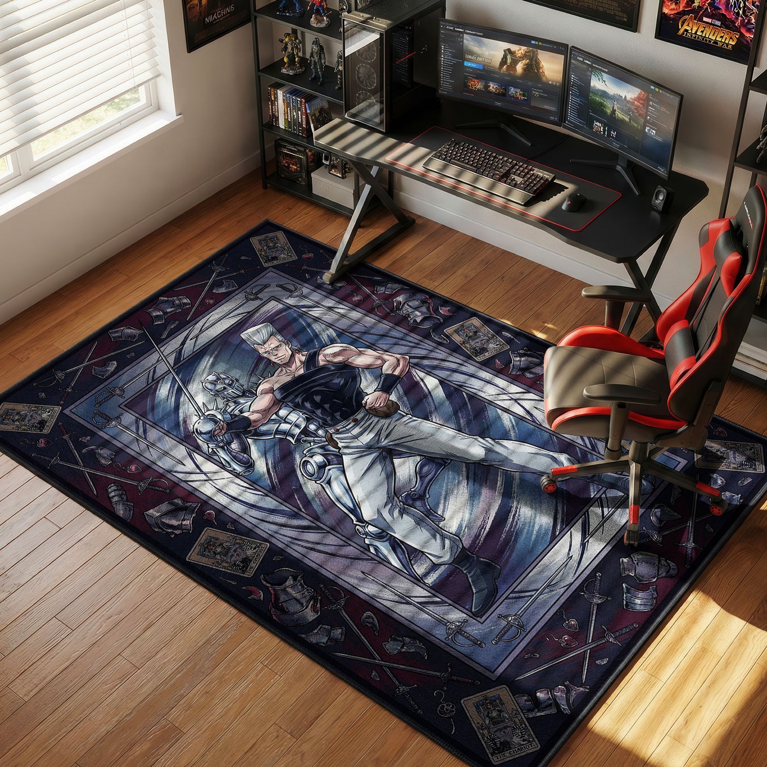 Polnareff Silver Chariot Honor JoJo's Chair rug — main product view