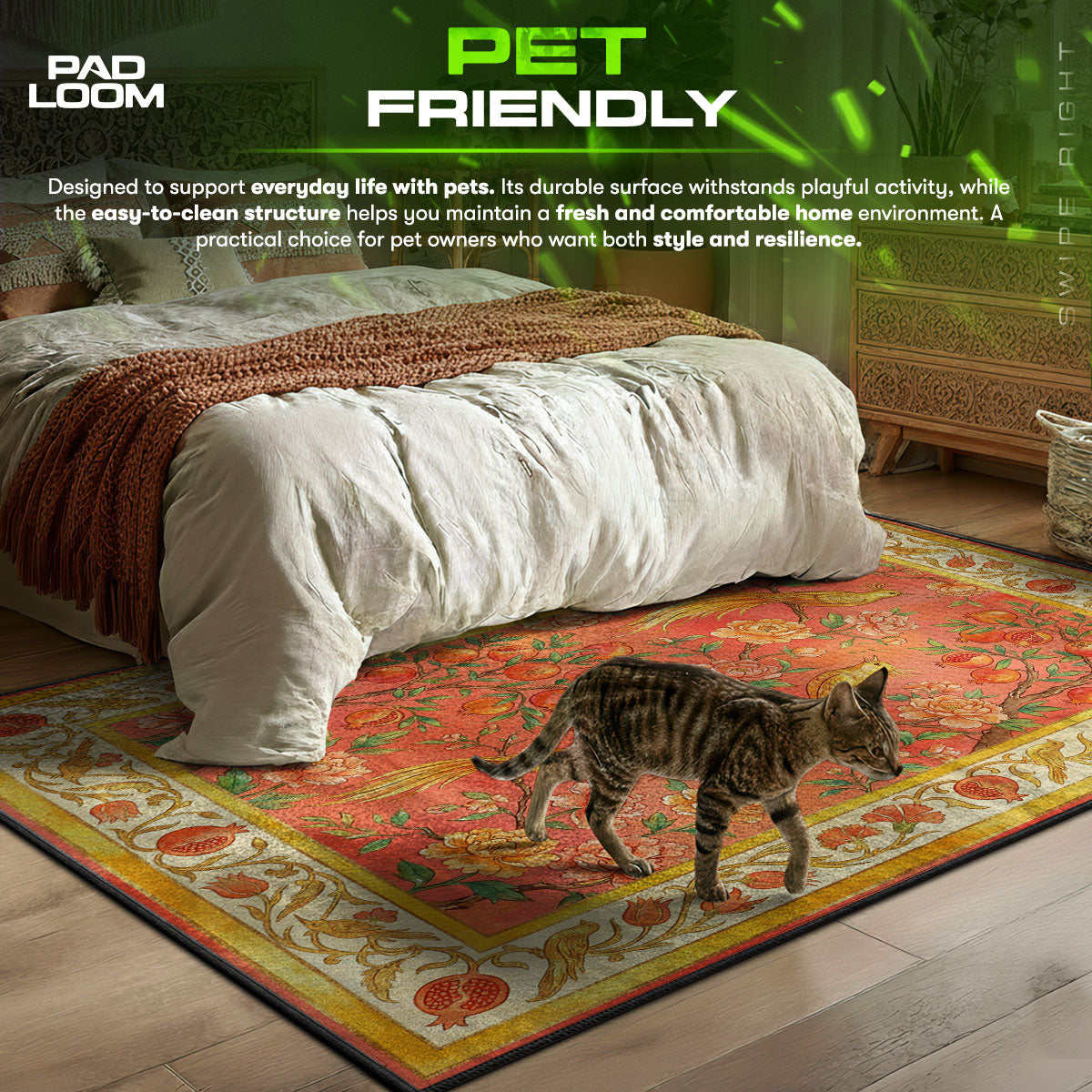 Pomegranate Garden themed area rug for home decor fans