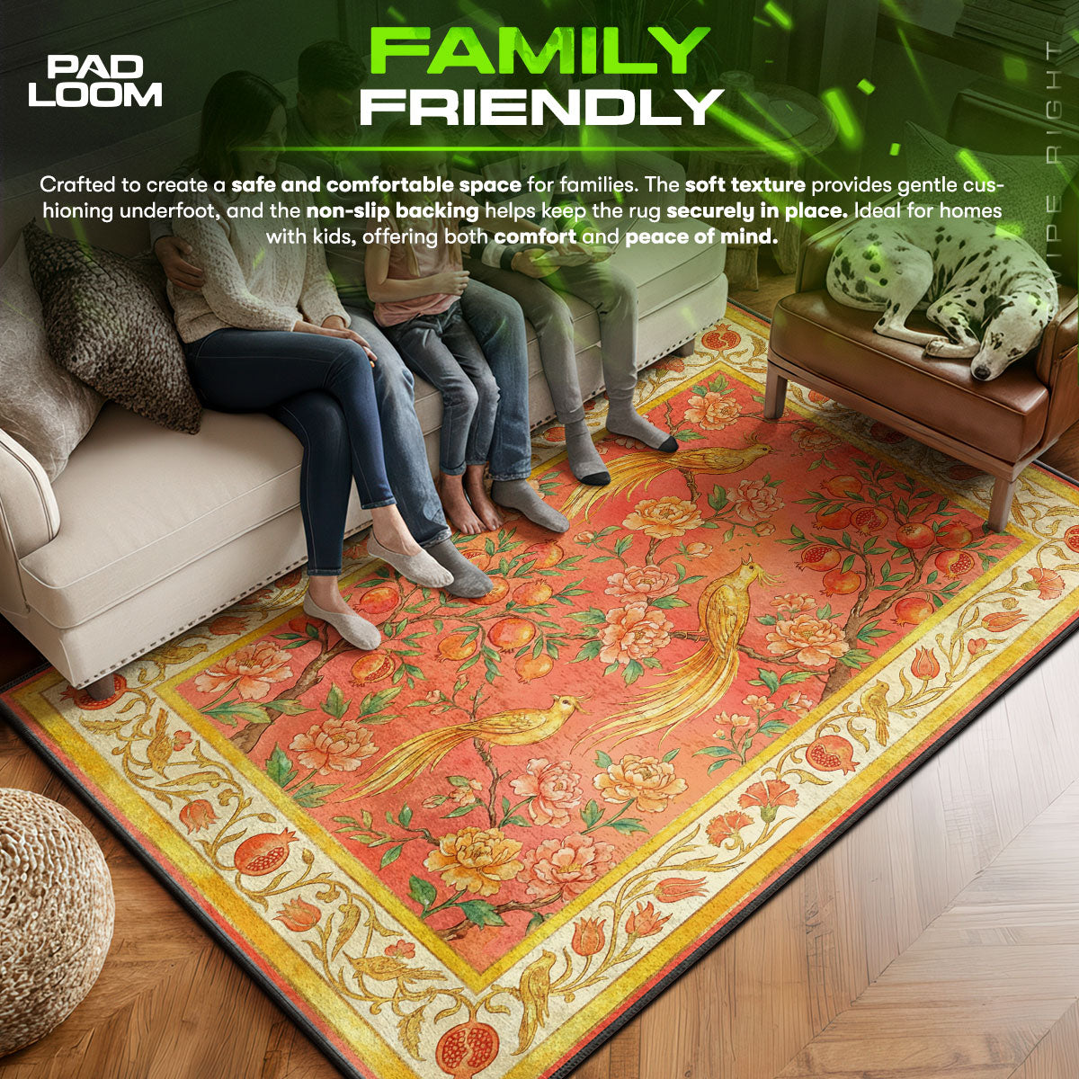 Area character design printed on rug
