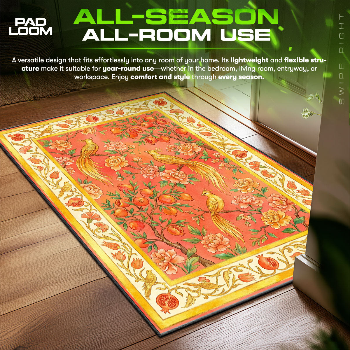 Detailed close-up of Pomegranate rug pattern