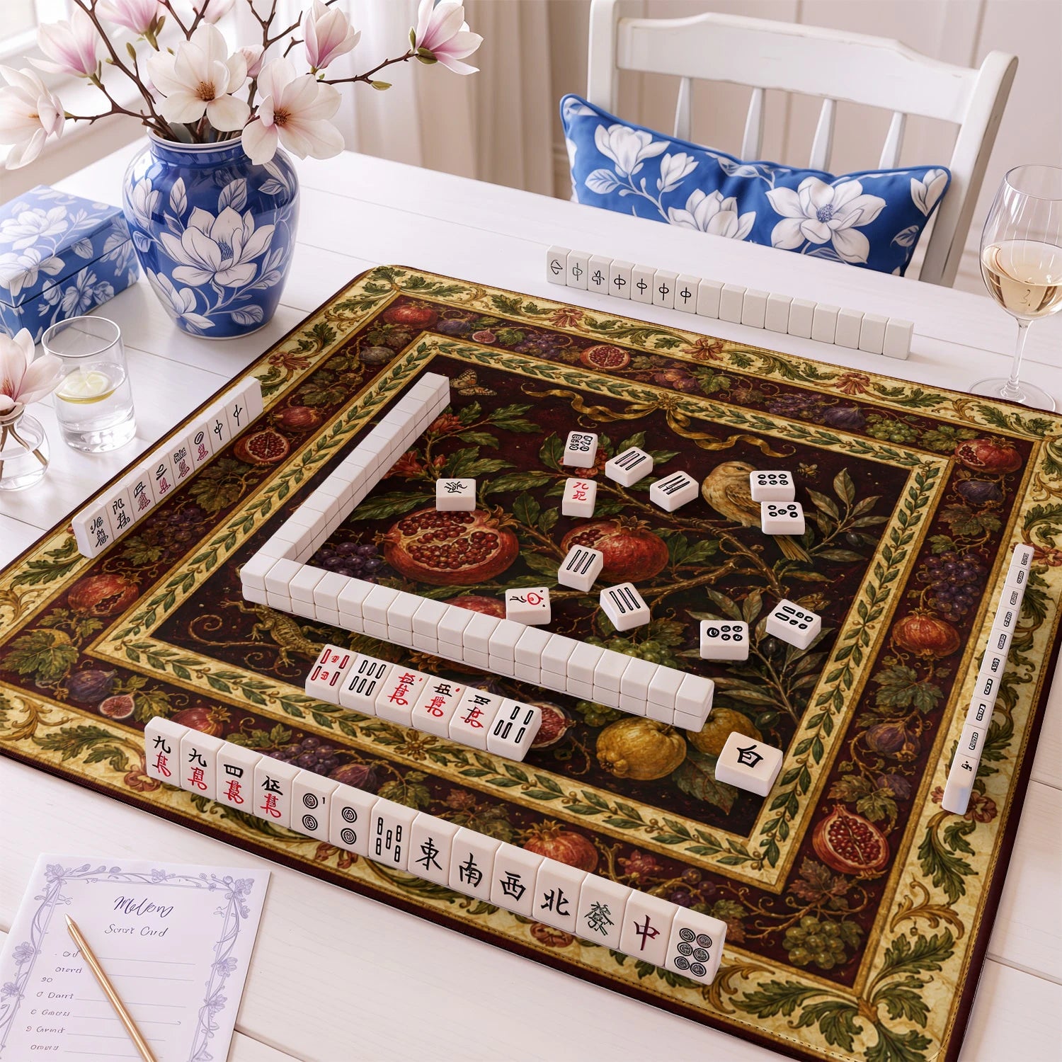 Pomegranate mahjong mat – M (60x60 cm) and L (81x81 cm) sizes