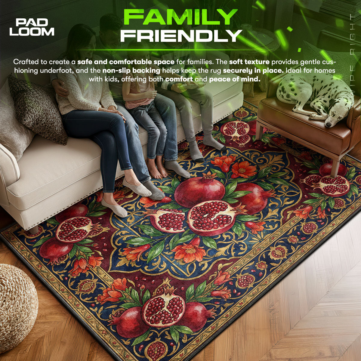 Floor character design printed on rug