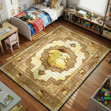 Pompompurin vintage gold kids bedroom area rug