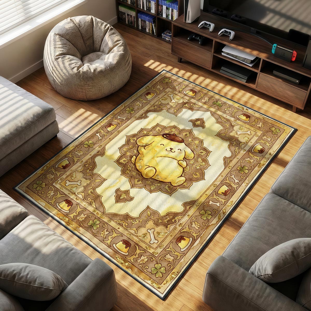 Pompompurin Gold themed area rug for Vintage fans