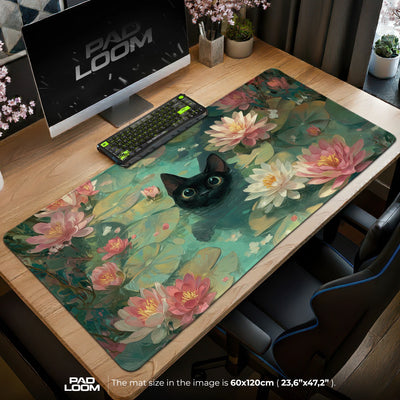 Teichkatze Seerose Mauspad - Katzenkunst-Schreibtischunterlage