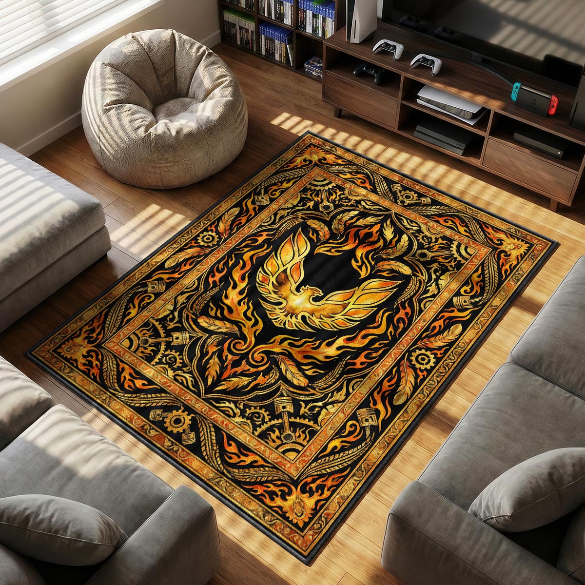 Pontiac Firebird themed area rug for home decor fans