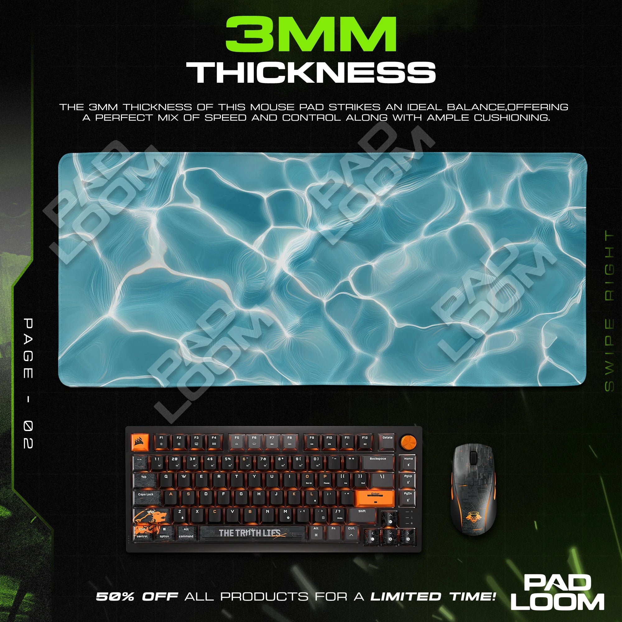 Pool Ripple Mouse Pad - Aqua Desk Mat