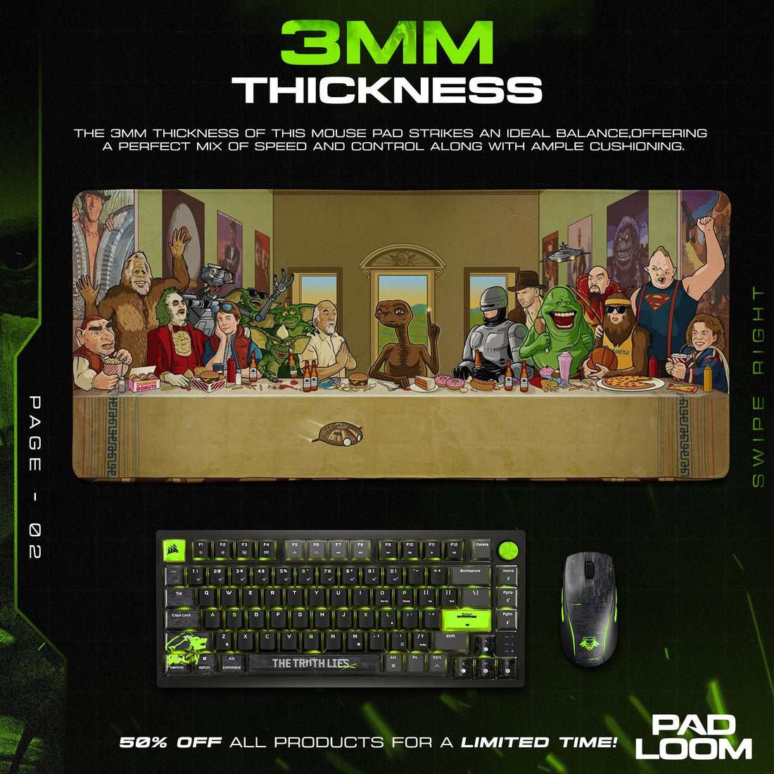 Pop Culture Supper - 80s Icons Gaming Mouse Pad Padloom