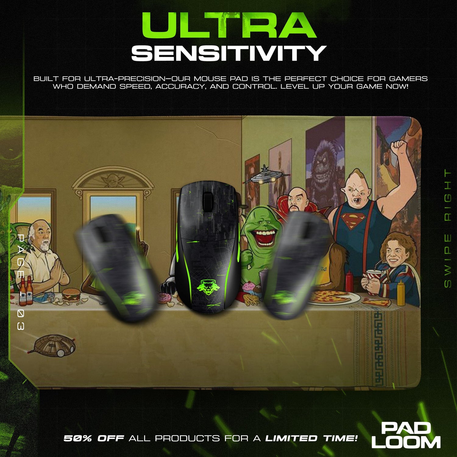 Pop Culture Supper - 80s Icons Gaming Mouse Pad Padloom