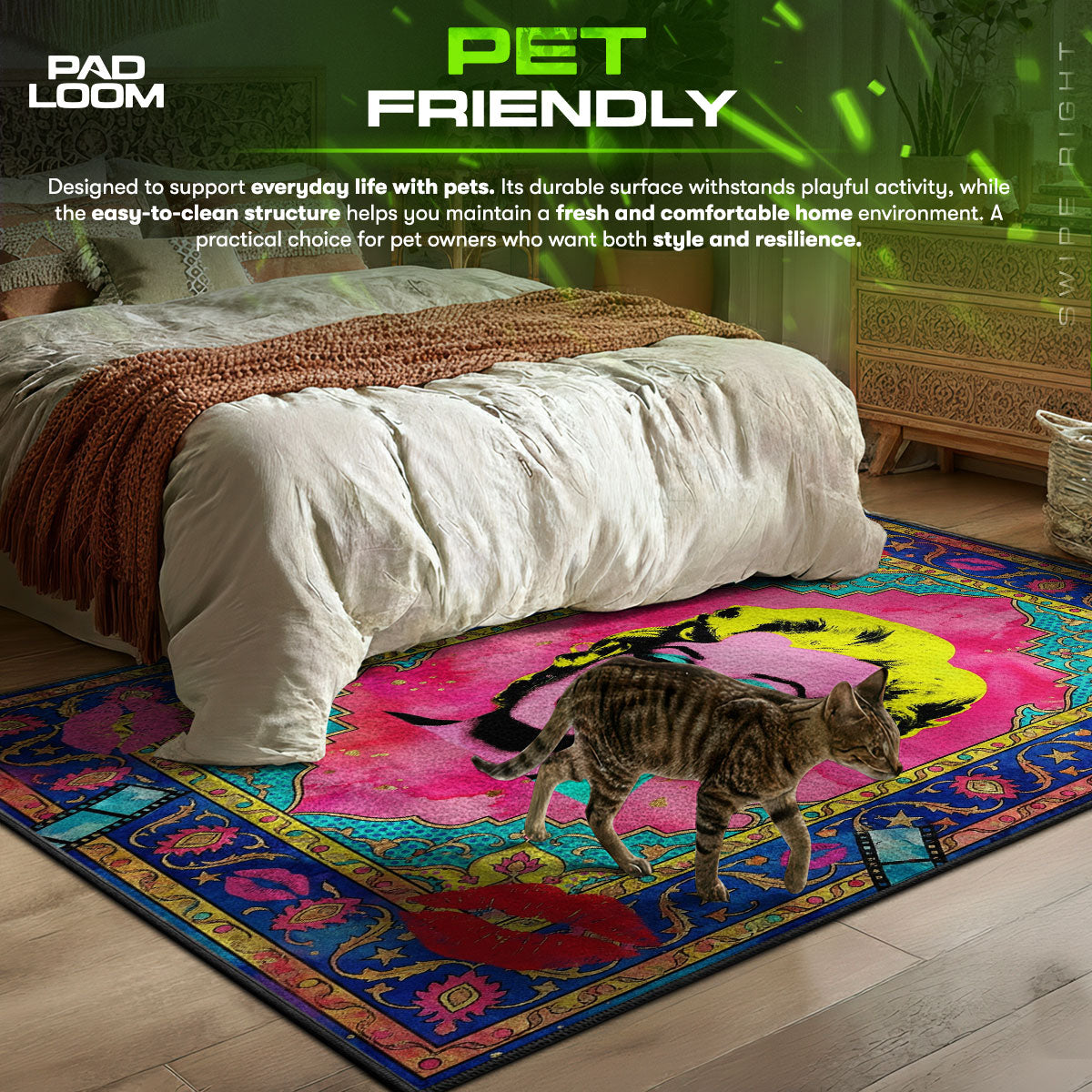 Pop Icon themed area rug for home decor fans