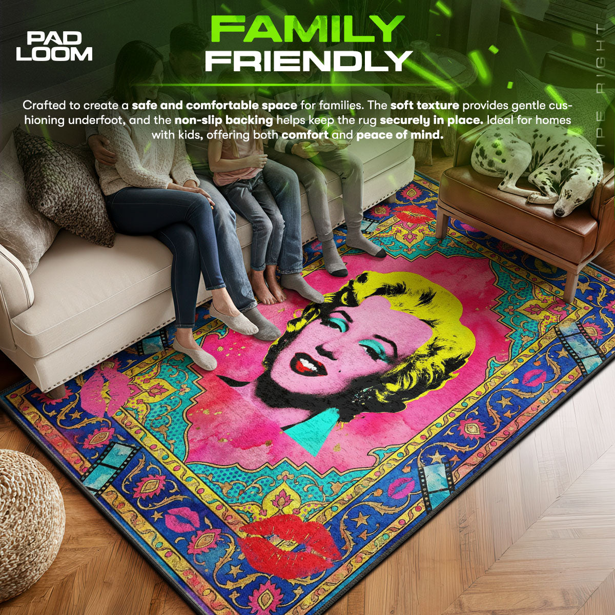 Area character design printed on rug