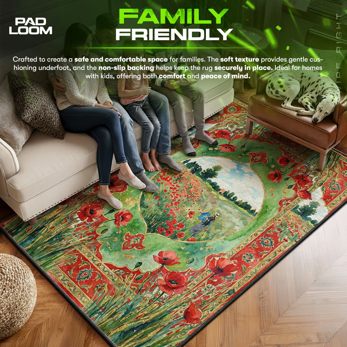 Area character design printed on rug