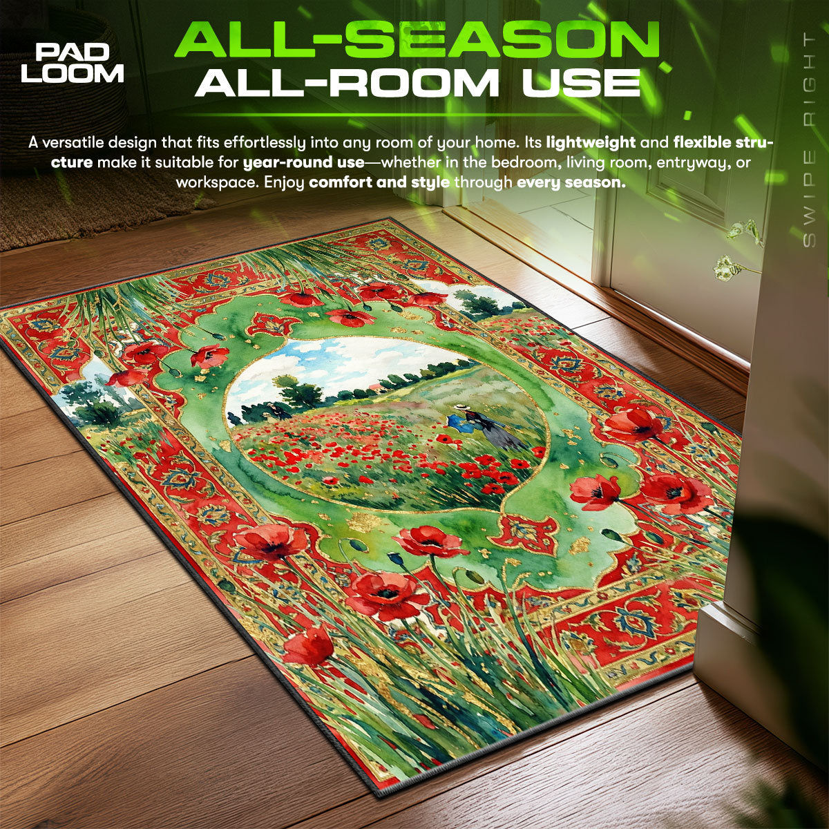 Detailed close-up of Poppy rug pattern