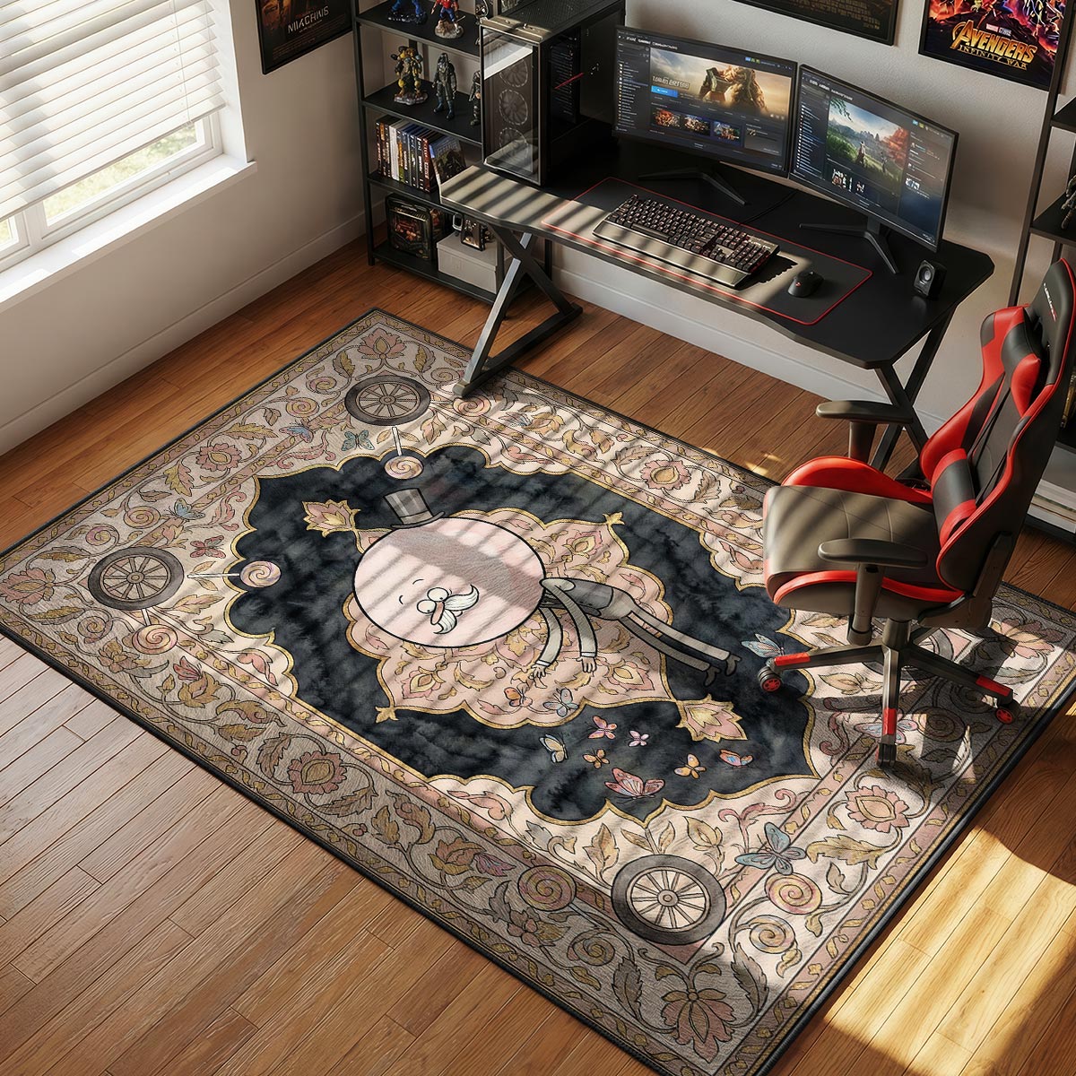 Pops rug placed in a bright bedroom with cream furniture and soft natural morning light