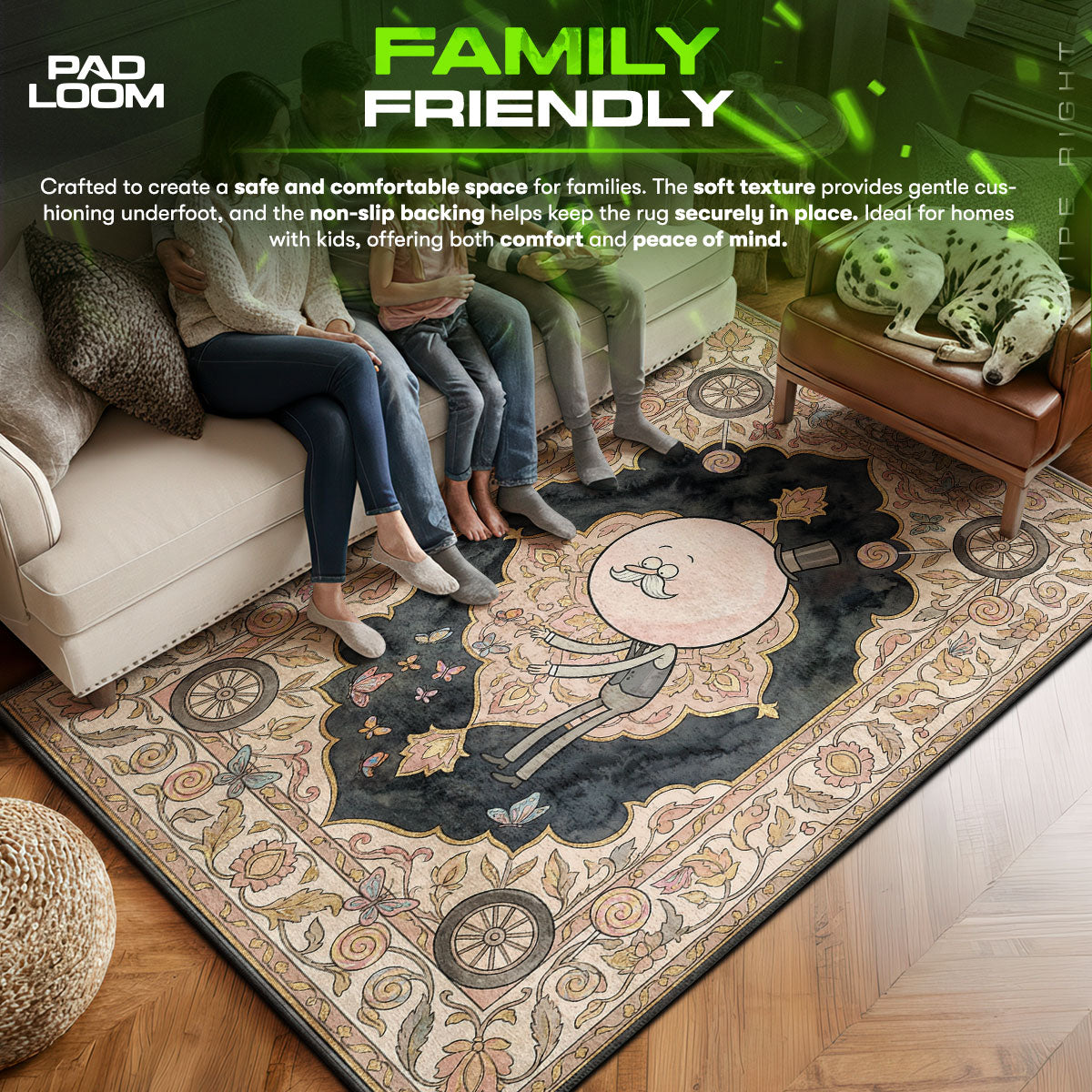 Area character design printed on rug