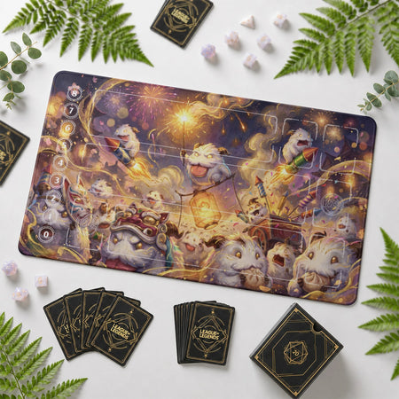 Poro Festival Riftbound TCG playmat – zone-free full-art League of Legends game mat