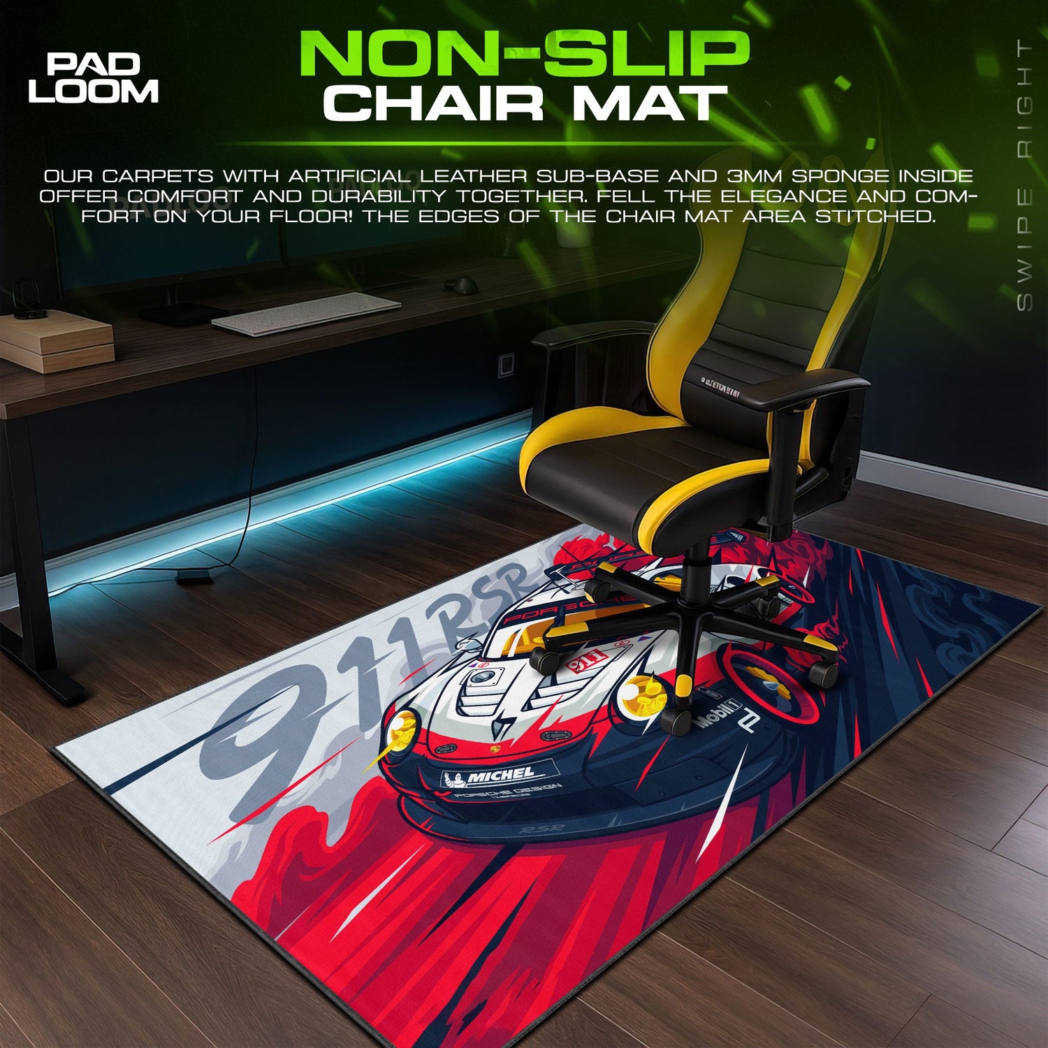 Porsche 911 RSR Racing Mouse Pad, Gamer Desk Mat Padloom