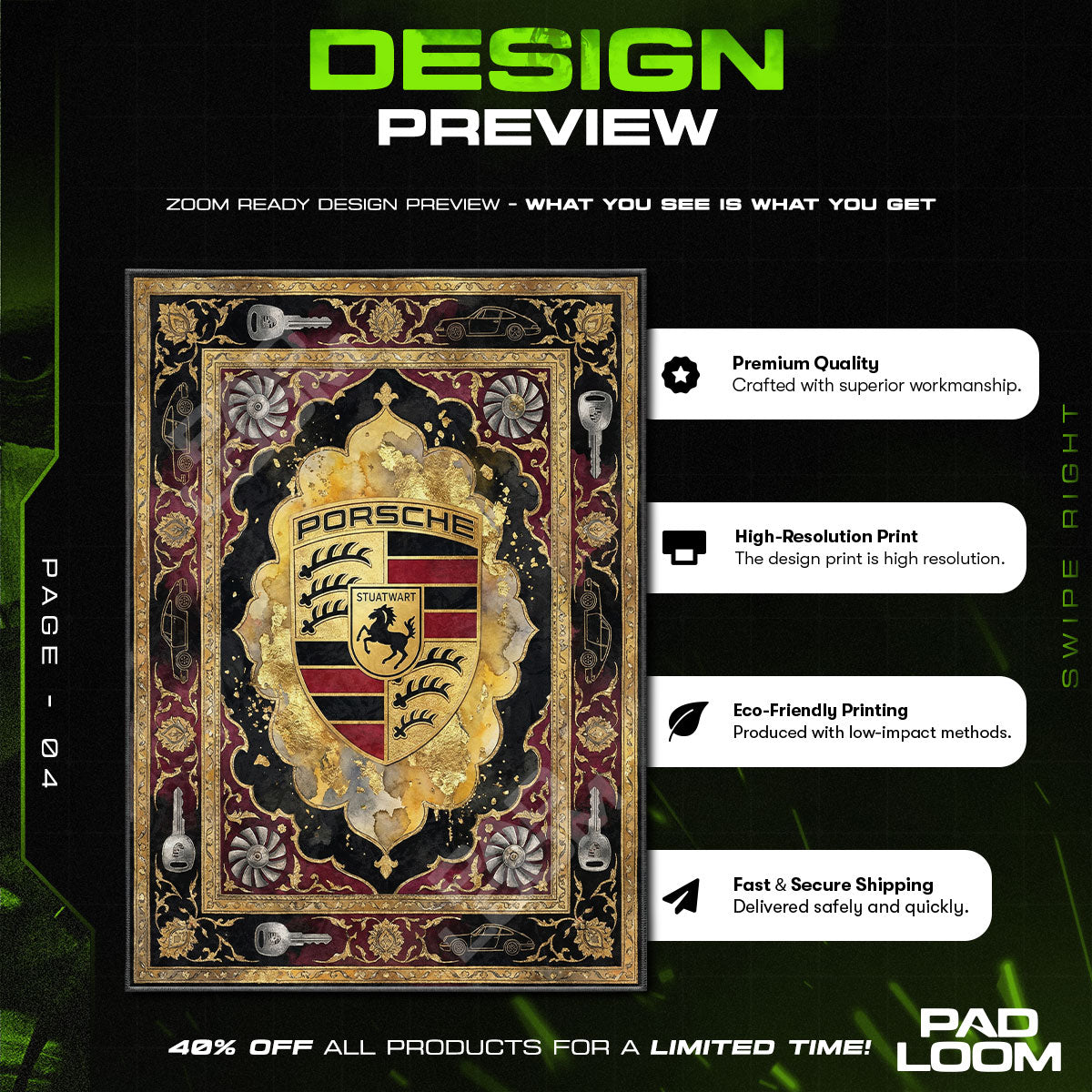 Floor character design printed on rug