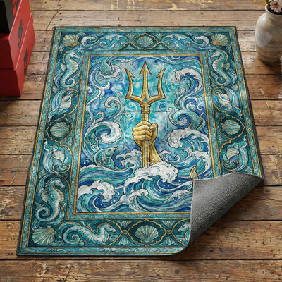 Poseidon's Trident Rug — Greek Mythology Ocean Area Rug