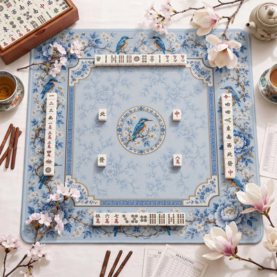 Powder Kingfisher Mahjong Mat - Mah Jongg Mat