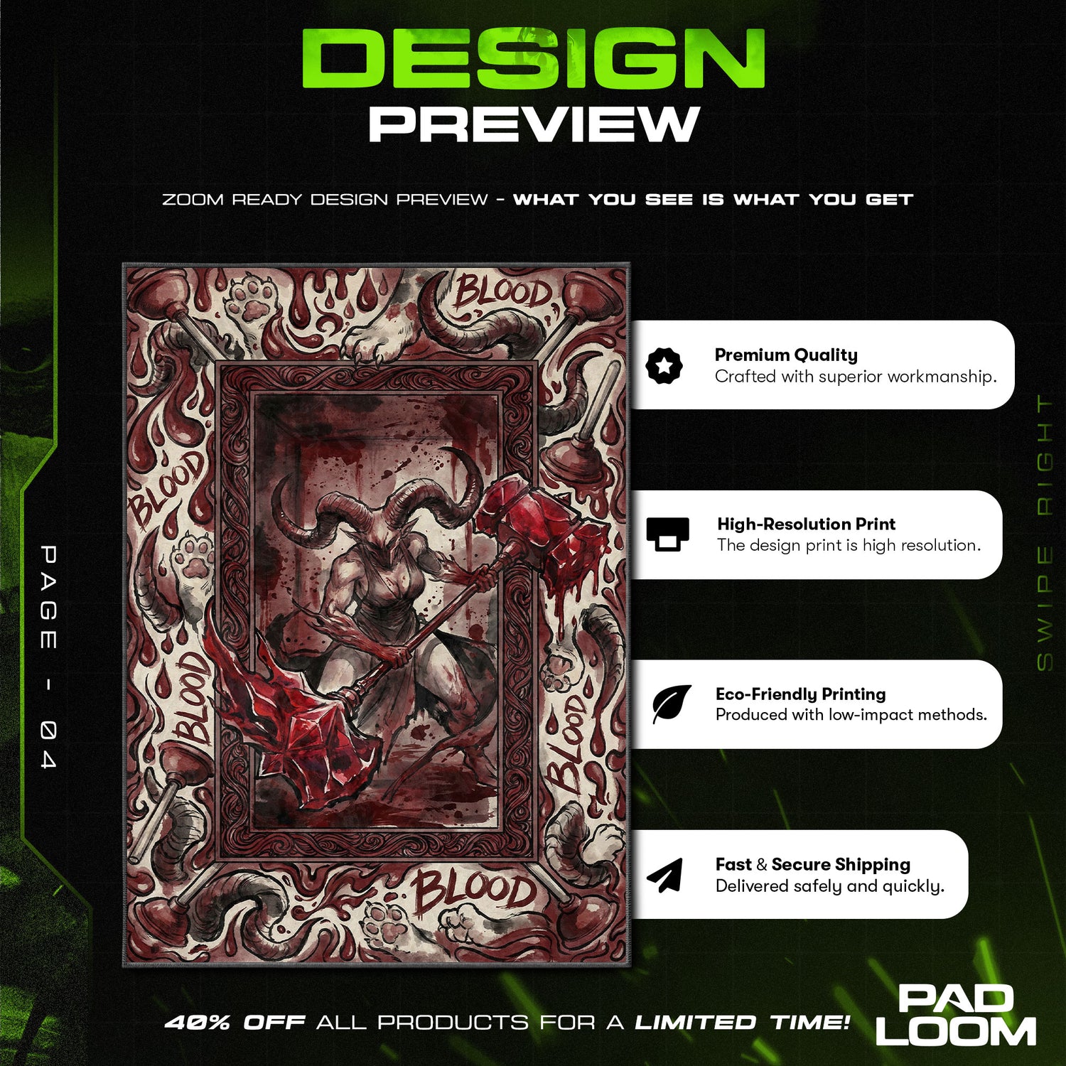 Power Blood Devil Chaos Rug - Chainsaw Man Chair Mat