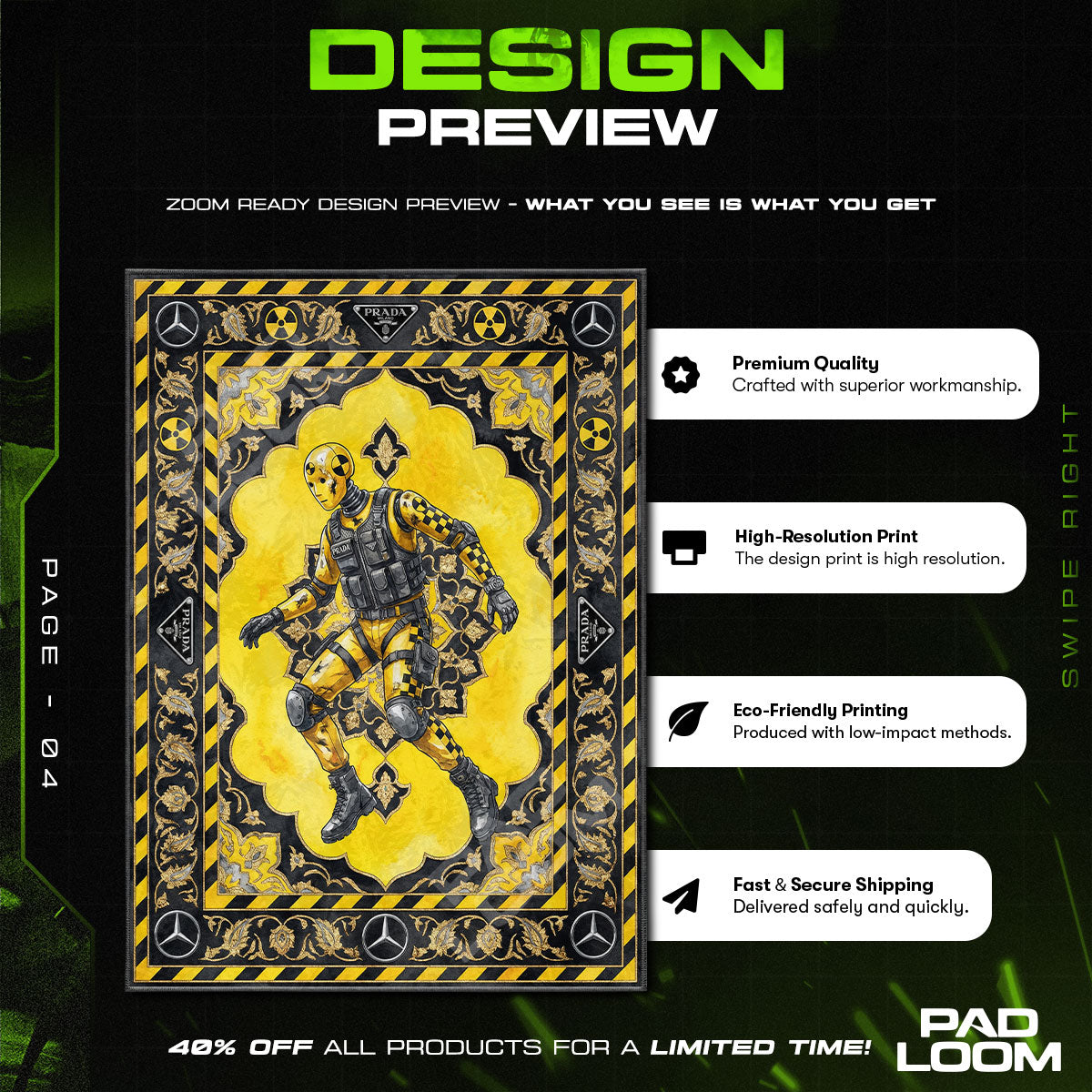 Floor character design printed on rug