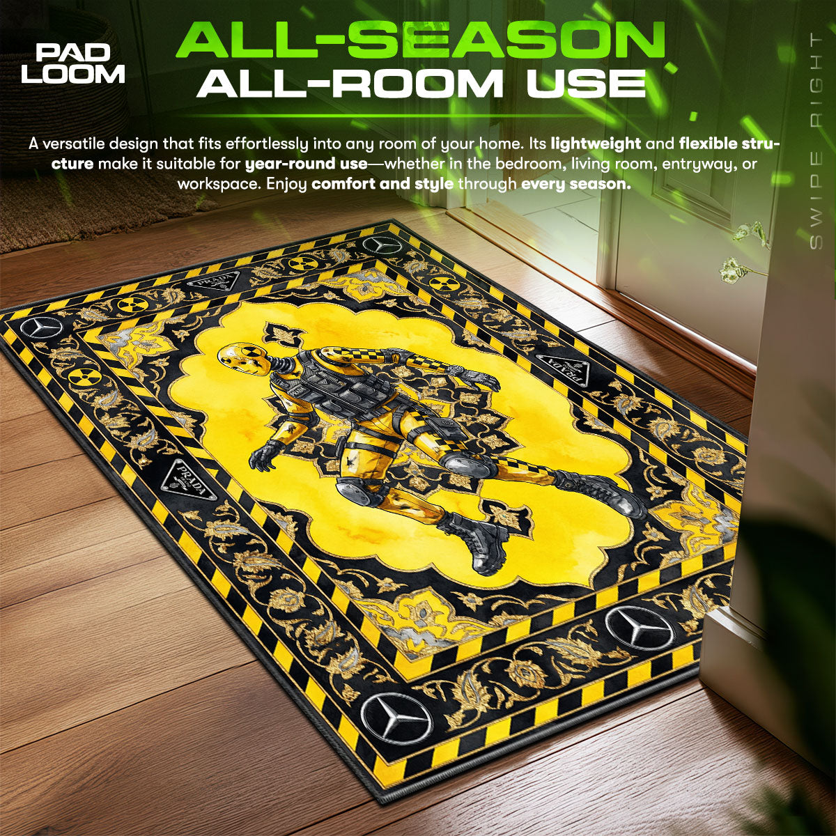 Prada Mercedes Crash Test Dummy Industrial Floor fan rug — premium quality print