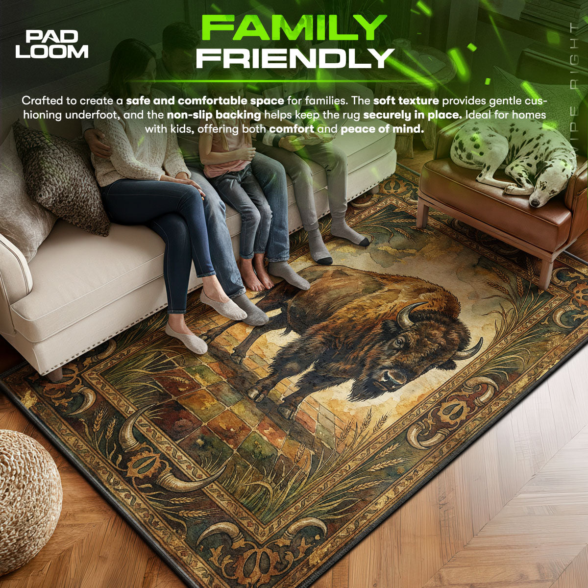 Area character design printed on rug