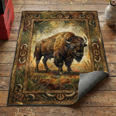 Prairie Bison Rug — Western Wildlife Area Rug